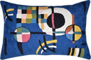 Lumbar Kandinsky Blue Modern Pillow Cover - Counterweights Mid-Century Chair Cushions Blues Abstract Pillowcase Contemporary Sofa Pillowsham Handembroidered Wool Size 14x20 by CozyNest Decor