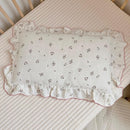 BuLuTu Cotton Muslin Kids Toddler Pillowcase with Ruffles, Chic Shabby Floral Pillow Cases, Girls Pillow Covers Fit 12"x16"/13"x18"/14"x19" Kids Pillow, Envelope Closure, Primrose Pattern, 1 Pack by TinyTreasures Baby Boutique