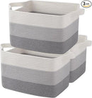OIAHOMY Storage Basket, Woven Baskets for Storage, Cotton Rope Basket for toys,Towel Baskets for Bathroom - Pack of 3, Gradient Gray by CozyNest Decor