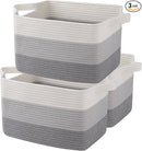 OIAHOMY Storage Basket, Woven Baskets for Storage, Cotton Rope Basket for toys,Towel Baskets for Bathroom - Pack of 3, Gradient Gray by TinyTreasures Baby Boutique