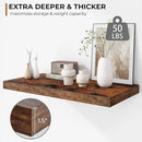 Fun Memories Floating Shelves - 2 Pack 12 Inch Deep Rustic Wooden Wall Shelves - Extra Deeper & Thicker Wall Mounted Storage Shelf for Living Room, Kitchen, Farmhouse - 24" W x 12" D x 1.5" H - Brown by CozyNest Decor