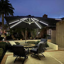 PURPLE LEAF 10 Feet Patio Umbrella with Base Outdoor Cantilever Solar Powered LED Square Umbrella Aluminum Offset Umbrella with 360-degree Rotation for Garden Deck Pool Patio, Grey by GreenHaven Gardens