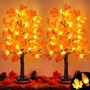 2 Pack 24 Inch Prelit Fall Maple Tree Fall Decor with 48 LEDs Timer Battery Operated Artificial Fall Light Up Tree Maple Acorn for Fall Thanksgiving Decorations Table Home Office Indoor Autumn Harvest by CozyNest Decor