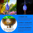 Solar Garden Lights, Decorative LED Flame Garden Stakes, Hand Blown Glass and Outdoor Waterproof Glass Stakes (Dark Blue) by GreenHaven Gardens