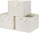 Bidtakay Baskets Collapsible Large Toy Storage Baskets for Organizing Set of 3 Closet Organizer Linen Cream Storage Bins 15 X 11 X 9.5 Inch Shelf Organizer Bins for Nursery Storage (Light Beige) by TinyTreasures Baby Boutique