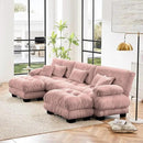 U Shaped Couch Sectional Couch, 3-Seater Cloud Couch Sectional Oversized Couch, Sofa Bed Couch with Round Bolster Armrests 5 Pillows, Modular Couch Home Sofa Living Room Couch(Pink) by CozyNest Decor