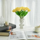 Mandy's Artificial Tulips 12 Stems Yellow Partially Open PU Faux Flowers for Wedding Home Decor 13.5 Inch by CozyNest Decor