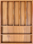Bellsal Bamboo Silverware Organizer, 12"x15.7" Utensil Holder Cutlery Tray with Grooved Drawer Dividers for Kitchen Flatware, Bedroom, Office (7 Slot, Acacia) by CozyNest Decor