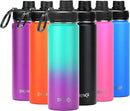 DRINCO Stainless Steel Water Bottle Spout Lid Vacuum Insulated Double Wall Water Bottle Wide Mouth (40oz 32oz 22oz 18oz 14oz) Leak Proof Keeps Cold or Hot (22 oz, 22oz Ombre Fuschia Teal) by CozyNest Decor