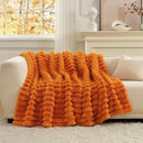Cozy Bliss Fall Harvest Faux Fur Throw Blanket for Couch, Cozy Warm Plush Striped Blanket for for Decorating Couch Sofa Bedroom Living Room,50 * 60 Inches Burnt Orange by CozyNest Decor