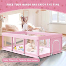 74" ×50" Large Baby Playpen, Baby Playard for Babies and Toddlers, Play Pens for Indoor & Outdoor, Sturdy Safety Play Yard with Soft Breathable Mesh, Anti-Fall, Pink by TinyTreasures Baby Boutique
