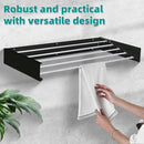 Laundry Drying Rack Collapsible, Wall Mounted Clothes Drying Rack. 39.37" Wide, 19.3 Linear Ft, 5 Aluminum Rods, with Wall Template, Screwdriver Bit (Black 1M) by CozyNest Decor