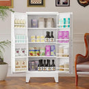 51" Metal Kitchen Pantry Cabinet, Storage Cabinets with 2 Door and 3 Adjustable Shelves, White Freestanding Food Storage Cabinet, Steel Cupboard for Kitchen Dinning Room by CozyNest Decor