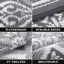 Pauwer Reversible Outdoor Rug, 6'x9', Waterproof, Polypropylene, Clover Grey, Area Rug for Patio, RV, Camping, Picnic, Backyard, Deck, Balcony, Porch by GreenHaven Gardens
