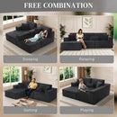HYJT-H&K Modular Sectional Sofa Cloud Sectional Couch, 107" Comfy Fluffy L Shaped Dark Black Couches for Living Room, Deep Seat Memory Foam Plush Corduroy Boneless Couch Sectionals Left Facing Chaise by CozyNest Decor
