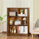 LEYAOYAO 7 Cube Bookshelf with Wood Base, Brown 3 Tier Mid-Century Modern Bookcase,Standing Wide Bookshelves Storage Organizer Shelf,Rustic Display Cabinet Book Shelves for Bedroom,Living Room,Office by CozyNest Decor