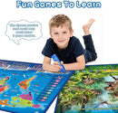 Bilingual Interactive Kids Talking World Map & Dinosaur Poster for Kids Learning and Educational Toys, Talking Educational Toys for 3 to 12 Years Old Girls/Boys, Preschool Learning Chart by TinyTreasures Baby Boutique