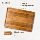 Acacia Wood Cutting Board for Kitchen - 1 inch Thick FSC Certified Wood Charcuterie Cheese Board with Side Handles and Juice Grooves, Wooden Chopping Block for Meat and Veggies, 17x12 inch by CozyNest Decor