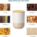 vancasso Sabine Ceramic Canister Set with Airtight Wood Lids - 3-Piece Kitchen Storage for Flour, Sugar, Coffee, Tea & Spices - Modern Countertop Decor by CozyNest Decor