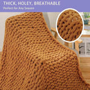 Bigacogo Chunky Knit Throw Blanket for Couch, 51x63 inches, 100% Hand Knitted with Thick Jumbo Chenille Yarn, Cozy Soft Large Rope Knot Cable Crochet Blankets for Sofa Bed Living Room, Burnt Orange by CozyNest Decor