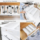 Adjustable Kitchen Drawer Organizer for Utensils and Junk, Food-Safe Contract Grade with 100% Sustainable Wood, Expandable from 19 to 33 Inches Wide - White Bamboo by CozyNest Decor