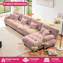 L Shaped Couch Sectional Couch, 4-Seater Cloud Couch Sectional Oversized Couch, Sofa Bed Couch with Round Bolster Armrests 6 Pillows, Modular Couch Home Sofa Living Room Couch(Pink) by CozyNest Decor