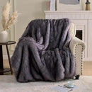 Fluffy Faux Fur Throw Blanket – Super Soft Warm Thick Plush Blanket for Bed, Couch & Office, Cozy Fuzzy Throw with Flannel Backing,90"x90", Grey by CozyNest Decor