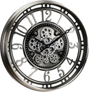 CLXEAST 21 Inch Large Moving Gear Wall Clock,Industrial Steampunk Decor,Decorative Wall Clock for Modern Farmhouse Living Room Decor,Gunmetal Silver Finish by CozyNest Decor