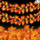 2 Pack Fall Garland with Pumpkin Lights Halloween Decorations Indoor 60 LED 20 Ft Enlarged Maples Leaves Fall Lights Battery Operated Halloween Garland Thanksgiving Decor Home Indoor Outdoor Christmas by CozyNest Decor