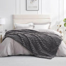Amélie Home Faux Fur Throw Blanket for Couch, Cozy Fuzzy Fluffy Fur Luxurious Soft Striped Plush Gift Blankets for Family Sofa Chair Bed Living Room Bedroom, 60"x80", Charcoal Grey by CozyNest Decor