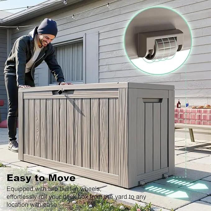 DRATO 75 Gallon Deck Box, Waterproof Resin Large Outdoor Storgae Box for Patio Furniture, Patio Cushions, Gardening Tools, Pool and Sports Supplies, Lockable, photo 3 of 5