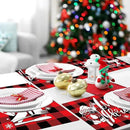Christmas Placemats Set of 6 Red and Black Plaid Table Mats Plastic Xmas Recyclable Place Mats Washable Holiday Table Decoration for Indoor Outdoor Christmas Party Kitchen Dining by CozyNest Decor