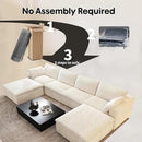 157.5" U Shaped Modern Sofa Modular Sectional Cloud Couch with 2 Ottoman,Deep Seat Upholstered Couches with Corduroy Fabric for Living Room Furniture,Bedroom and Apartment,No Assembly Required,White by CozyNest Decor