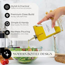 Premium Glass Olive Oil Dispenser Bottle 350ml | Cooking Oil and Vinegar Dispenser Set of 2 | Oil Dispenser for Kitchen with 2 Gold Pourers, Funnel, Brush & 36 Labels by CozyNest Decor