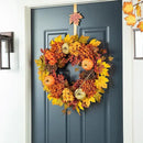 Glitzhome 24 inch Artificial Fall Wreath Decor, Autumn Maple Leaf Wreath for Front Door with Dahlia Pumpkin, Leaf and Berry Wreaths for Autumn Harvest Thanksgiving Halloween Decor by CozyNest Decor