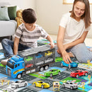 Toddler Boys Toys for 3 4 5 6 Years Old, Truck Vehicle Set with Play Mat and Die-Cast Toy Car, Transport Carrier Truck for Kids, Birthday Gifts Toys for 3 4 5 6 7 8+ Year Old Boys by TinyTreasures Baby Boutique