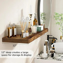 Fun Memories Floating Shelves - 2 Pack 12 Inch Rustic Wooden Wall Shelves - Extra Deeper & Thicker Wall Mounted Storage Shelf for Living Room, Kitchen, Farmhouse - 36" W x 12" D x 1.8" H - Brown by CozyNest Decor