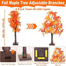 2 Pack 24 Inch Prelit Fall Maple Tree Fall Decor with 48 LEDs Timer Battery Operated Artificial Fall Light Up Tree Maple Acorn for Fall Thanksgiving Decorations Table Home Office Indoor Autumn Harvest by CozyNest Decor