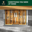 ROYAL CRAFT WOOD Luxury Bamboo Kitchen Drawer Organizer - Silverware Organizer - Utensil Holder and Cutlery Tray with Grooved Drawer Dividers for Flatware and Kitchen Utensils (5 Slot, Natural) by CozyNest Decor