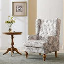 Mid-Century Accent Chair, Upholstered Arm Chair Linen Fabric Side Chair with High Back Solid Wooden Legs, Comfy Reading Chair for Living Room Bedroom, Floral Pattern by CozyNest Decor