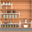 iPEGTOP Expandable Cabinet Storage Shelf Organizer Rack, Heavy Duty Cupboard Stand Spice Rack Adjustable Height Garage Pantry Shelf Space Riser for Counter Kitchen Organization, White, 1 Pack by CozyNest Decor
