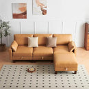 L Shape Modular Sofa, Faux Leather Sectional, 98'' 4 Seater Couch, Mid Century Modern Decor Couch, Office Sectional Sofa Bed, for House, Apartment, Living Room, Tan by CozyNest Decor