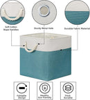 Bidtakay Fabric Baskets for Closets Shelves Lined Set of 3 Large Square Collapsible Storage Bins for Organizing 13 X 13 Cube Storage Bins for Pantry Organization Storage(Teal Blue) by TinyTreasures Baby Boutique