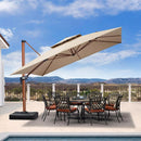 PURPLE LEAF 12' X 12' Patio Large Cantilever Umbrella Outdoor Wood Umbrellas Offset Umbrella Heavy Duty Sun Umbrellas for Garden Deck Pool, Heather Beige by GreenHaven Gardens