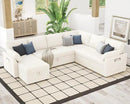 VanAcc Pull Out Sofa, 112 Inch Oversized U Shape Sleeper Sofa Couch with Storage Chaise & 3 Seater, Comfy Couch with Pull Out Bed for Living Room, White Boucle by CozyNest Decor