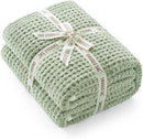 Snuggle Sac Ultra Soft Waffle Throw Blanket for Couch Bed Sofa 50x60 inches, Reversible Sage Green Blanket Microfiber Fluffy Fuzzy Cozy Knit Throws for Women Mothers Birthday Gifts by CozyNest Decor