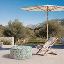 Inflatable Ottoman Stool D31 xH14 for Outdoor/Indoor Use, Water Repellent Patio Foot Rest Stool with Portable Handle,Round Pouf Ottoman Suitable for Garden,Deck and Camping - Damask Red by CozyNest Decor