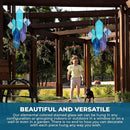 Stained Glass Window Hanging Sun Catcher - Blue Wall Art, Earth Tones Modern Design, Fully Assembled, Ready to Hang, Home or Garden Decor by GreenHaven Gardens