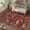 OJIA Jungle Print Washable Area Rugs 5x7, Soft Rugs for Living Room Ultra-Thin Non-Shedding Modern Bedroom Rug, Stain Resistant Throw Rug Large Carpet for Kids Nursery Dining Room, Red by TinyTreasures Baby Boutique