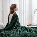 NEWCOSPLAY Super Soft Twin Blanket Dark Green Premium Silky Flannel Fleece 3D Ribbed Jacquard Lightweight Bed Blanket All Season Use (Dark Green Ribbed, Twin(60"x80")) by CozyNest Decor